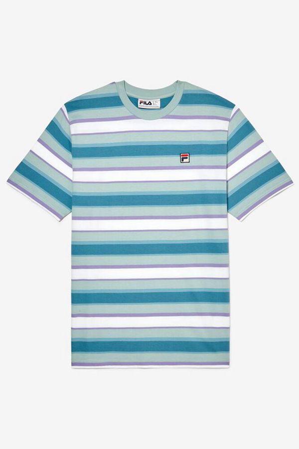 Camisetas Fila Homem Azuis/Branco - Fila Pietersite Striped Portugal Online,JLDQ-04891